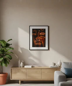 Porto kesklinna valgustipoe soe oranž foto, Anti Soosaar, prinditud Fujitsu fotopaberile, sobib elutuppa, kontorisse ja kohvikuseinale.